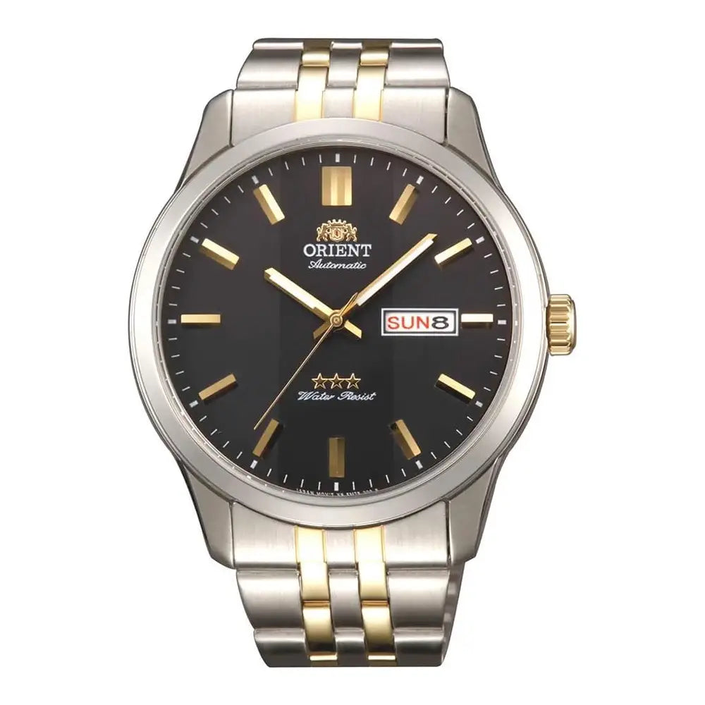 Orient 3 Star Automatic RA-AB0011B19B Black Dial Two-Tone 44mm Stainless Steel Bracelet Men's Watch