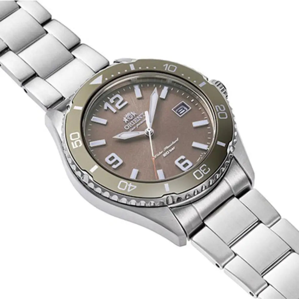 Orient Sports Solar Quartz RA-WJ0004Y10B Brown Dial 39.9mm Stainless Steel Bracelet Men's Watch