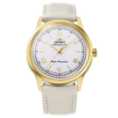 Orient Solar RA-WK0001S 2025 Release White 38.4mm Dial Stainless Steel Case Leather Strap Watch