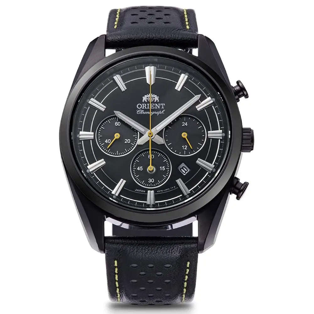Orient Limited Edition Contemporary Solar Quartz RN-TX0307B Black Dial 40mm Leather Strap Men's Watch