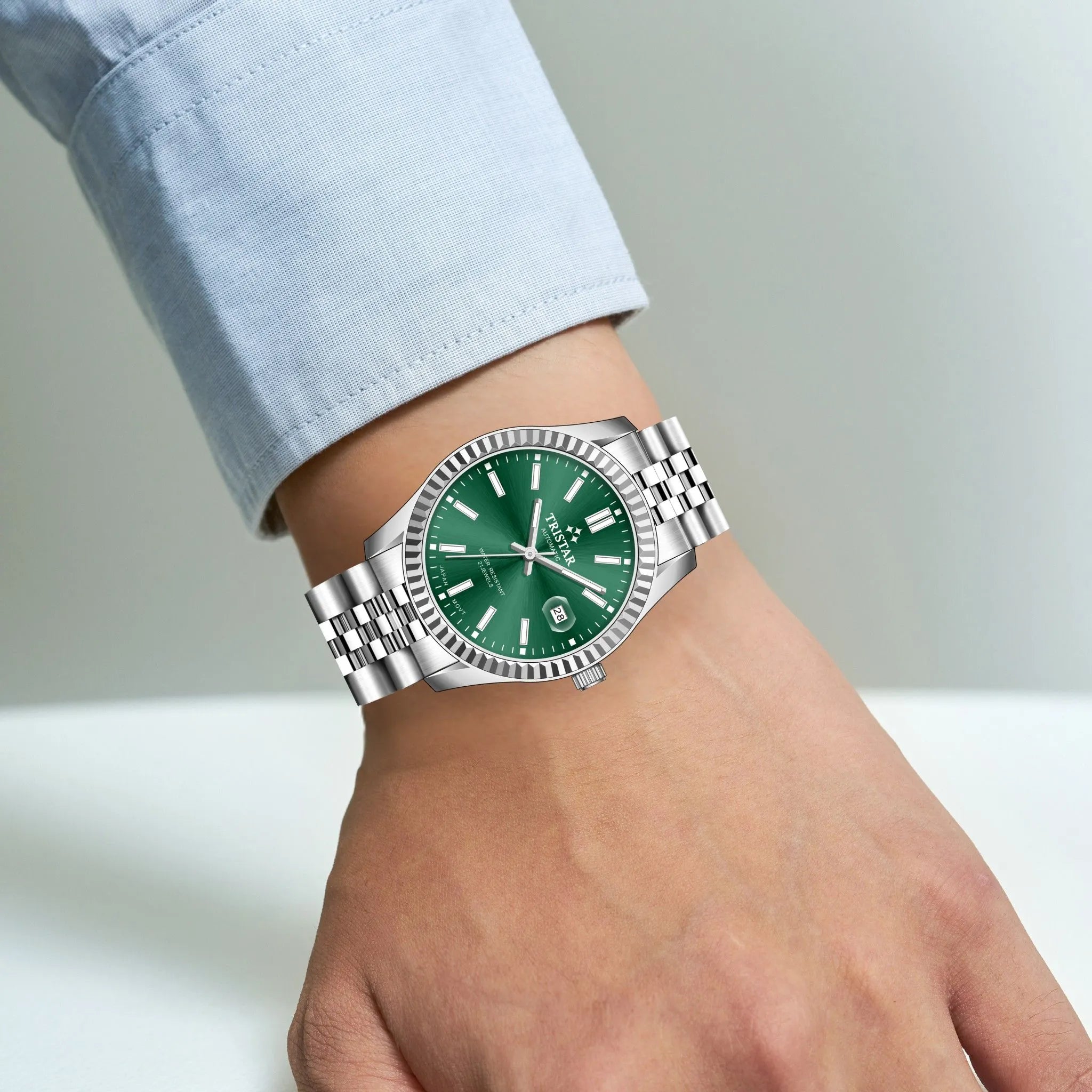Tristar RD-Series Automatic Green Dial 40mm Stainless Steel Men's Watch - RD31GMSSM02