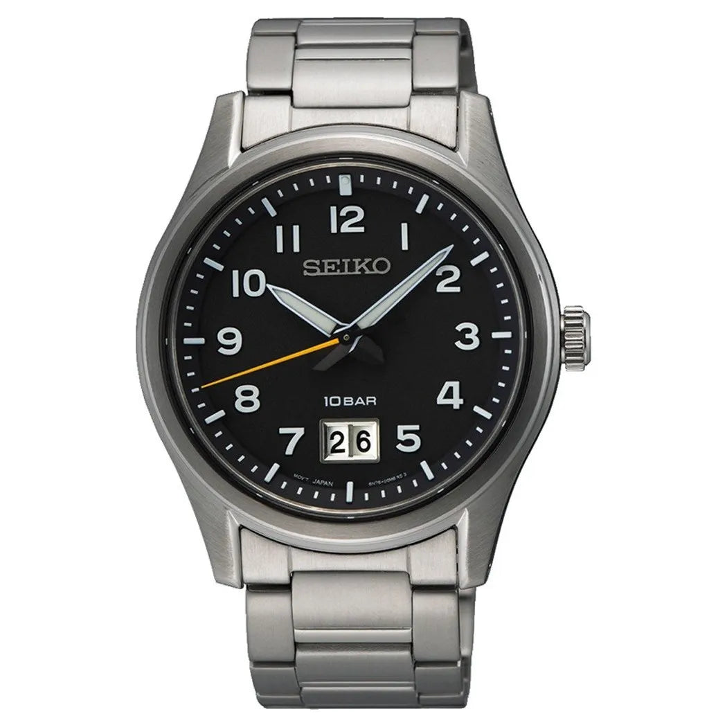 Seiko SUR569P1 Sports Quartz Classic Black Dial 39.5mm Stainless Steel Men's Watch