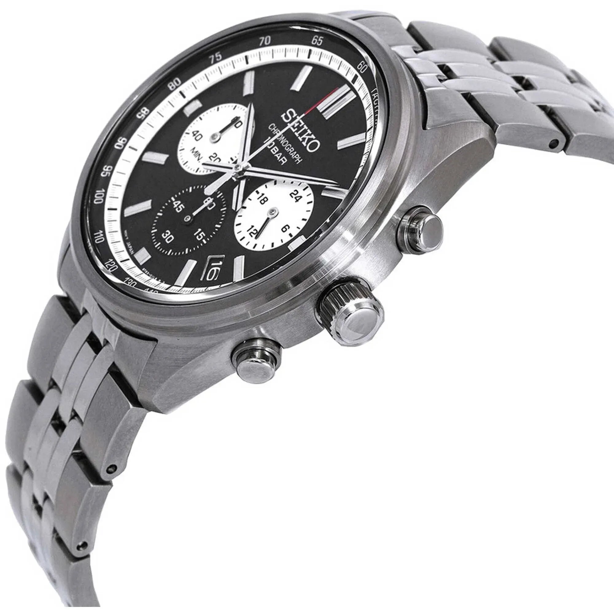 Seiko 5 SSB429P1 Chronograph Black Dial 41.5mm Stainless Steel Men's Watch