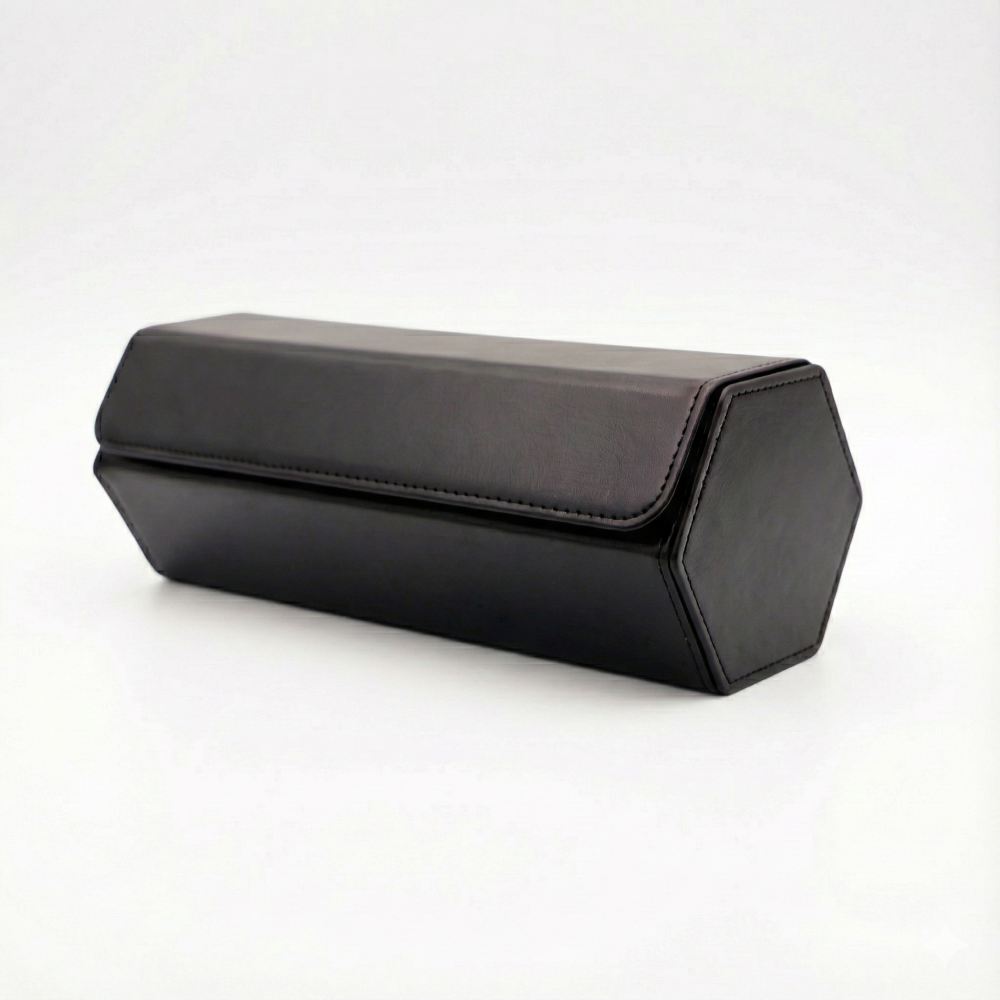 Hexagonal Premium Leather Watch Roll - 3 Slots