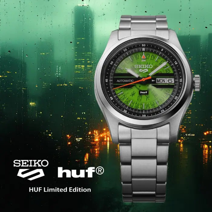 Seiko 5 Sports SBSA323 Field HUF Limited Edition (7000 Pcs) Green Dial 39.4mm Stainless Steel Men's Watch
