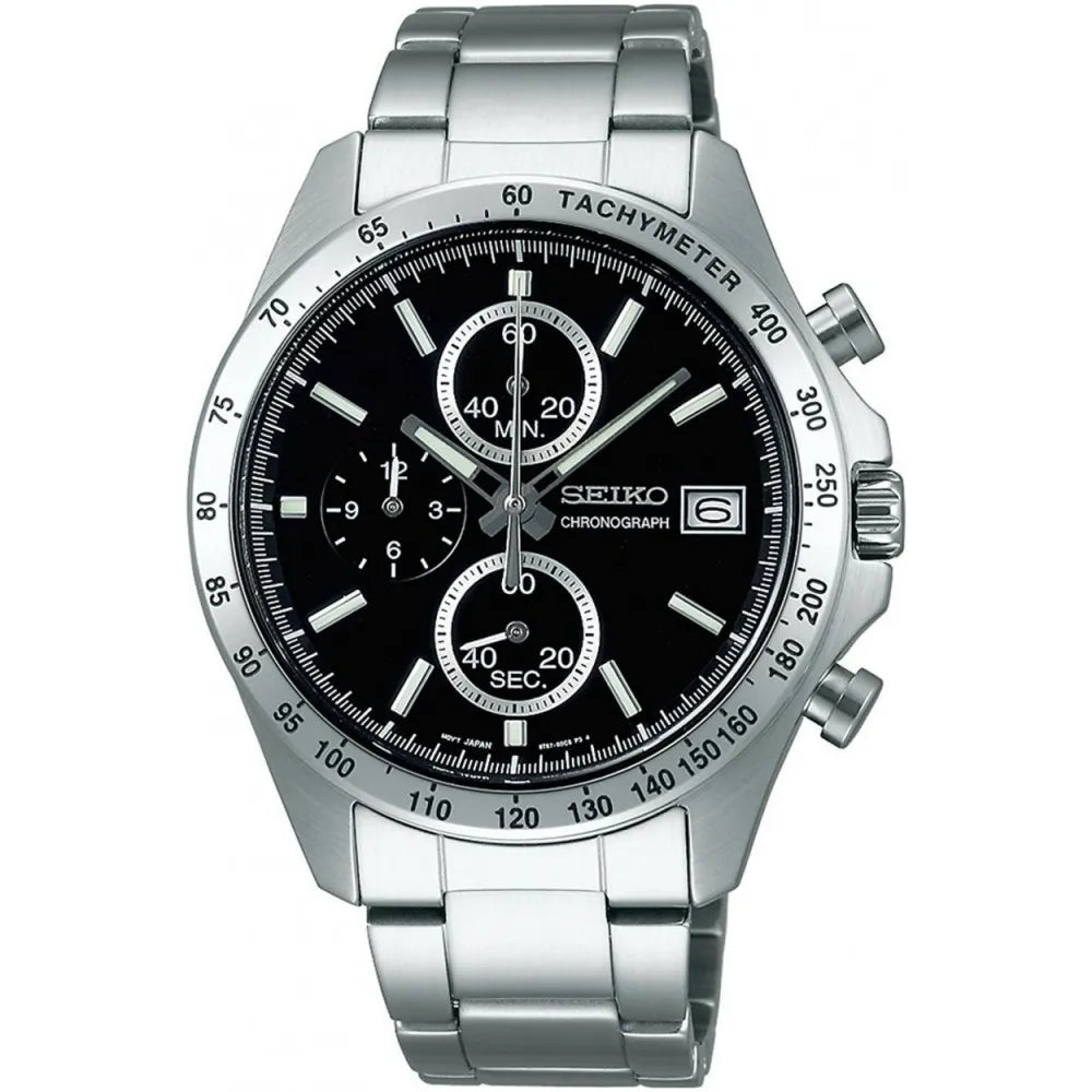 Seiko Spirit SBTR005 Chronograph Black Dial Stainless Steel Men's Watch