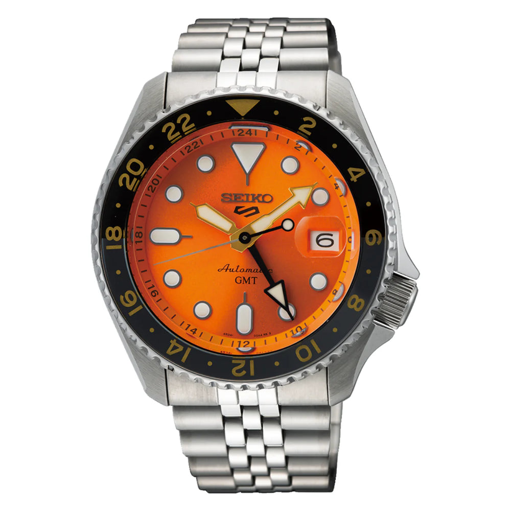 Seiko 5 Sports SSK005K1 GMT Automatic Mikian Orange Dial 42.5mm Stainless Steel Men's Watch