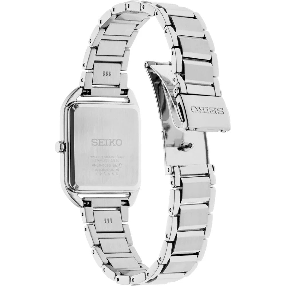 Seiko Essentials SWR075P1 Square Case Green Dial Stainless Steel Women's Watch