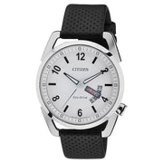 Citizen Eco-Drive AW0010-01A White Dial Black Leather Men's Watch
