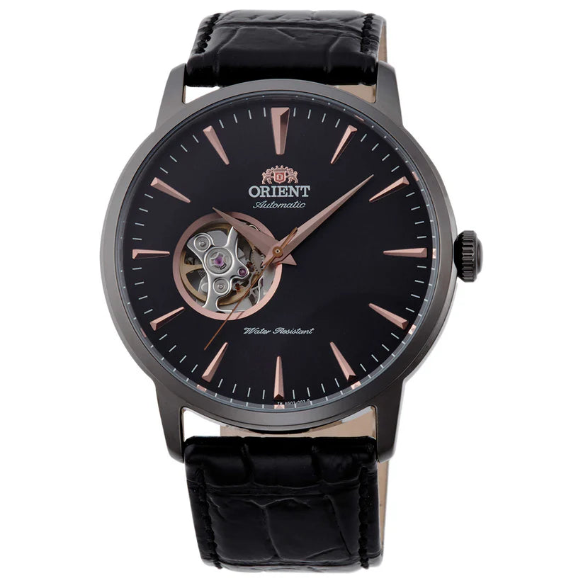 Orient Esteem II Open Heart TAG02001B0 Black Dial Leather Strap Men's Watch