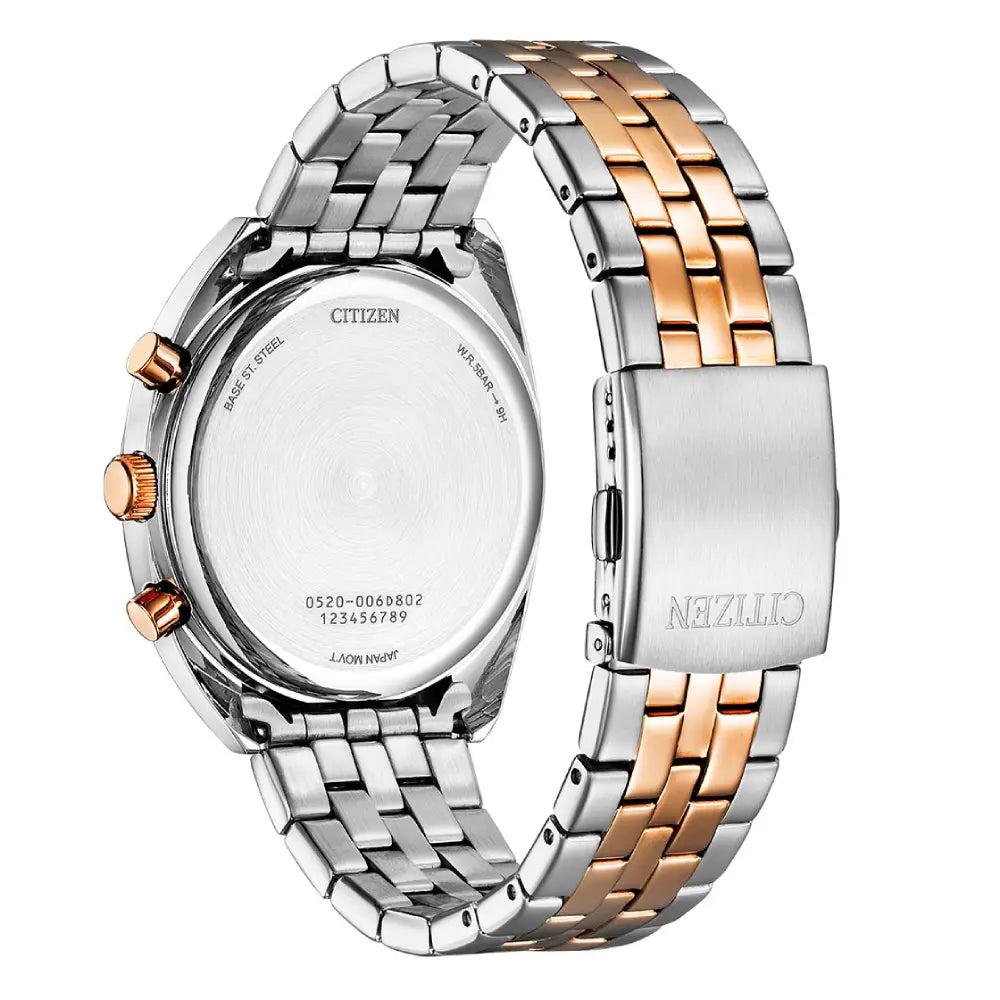 Citizen Quartz Chronograph AN8216-50L Blue Dial Two-Tone Rose Gold Stainless Steel Men's Watch