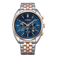Citizen Quartz Chronograph AN8216-50L Blue Dial Two-Tone Rose Gold Stainless Steel Men's Watch