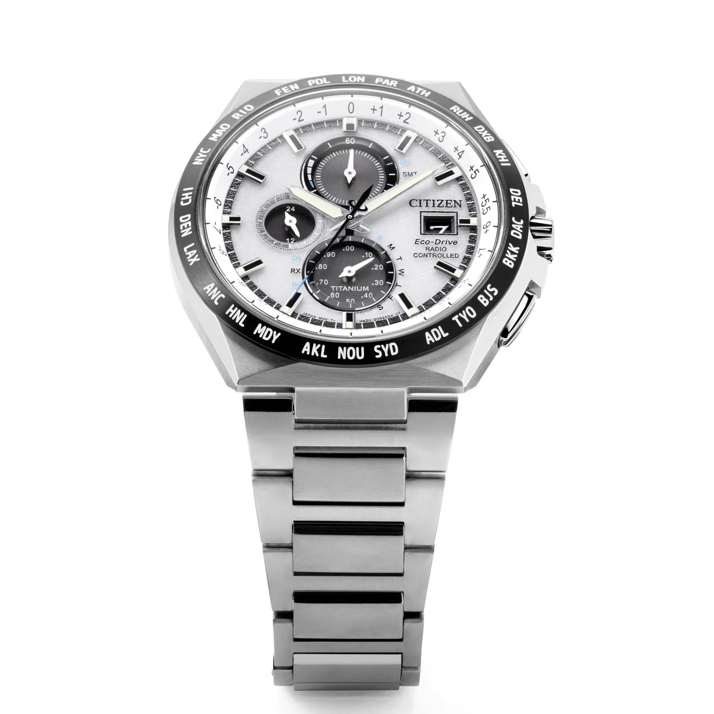 Citizen Eco-Drive Chronograph AT8238-84A Radio-Controlled White Dial Titanium Men's Watch