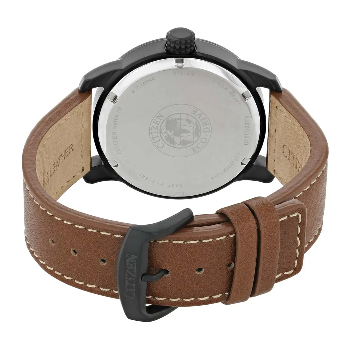 Citizen Eco-Drive BM8475-26E Black & Orange Dial Brown Leather Strap Men's Watch
