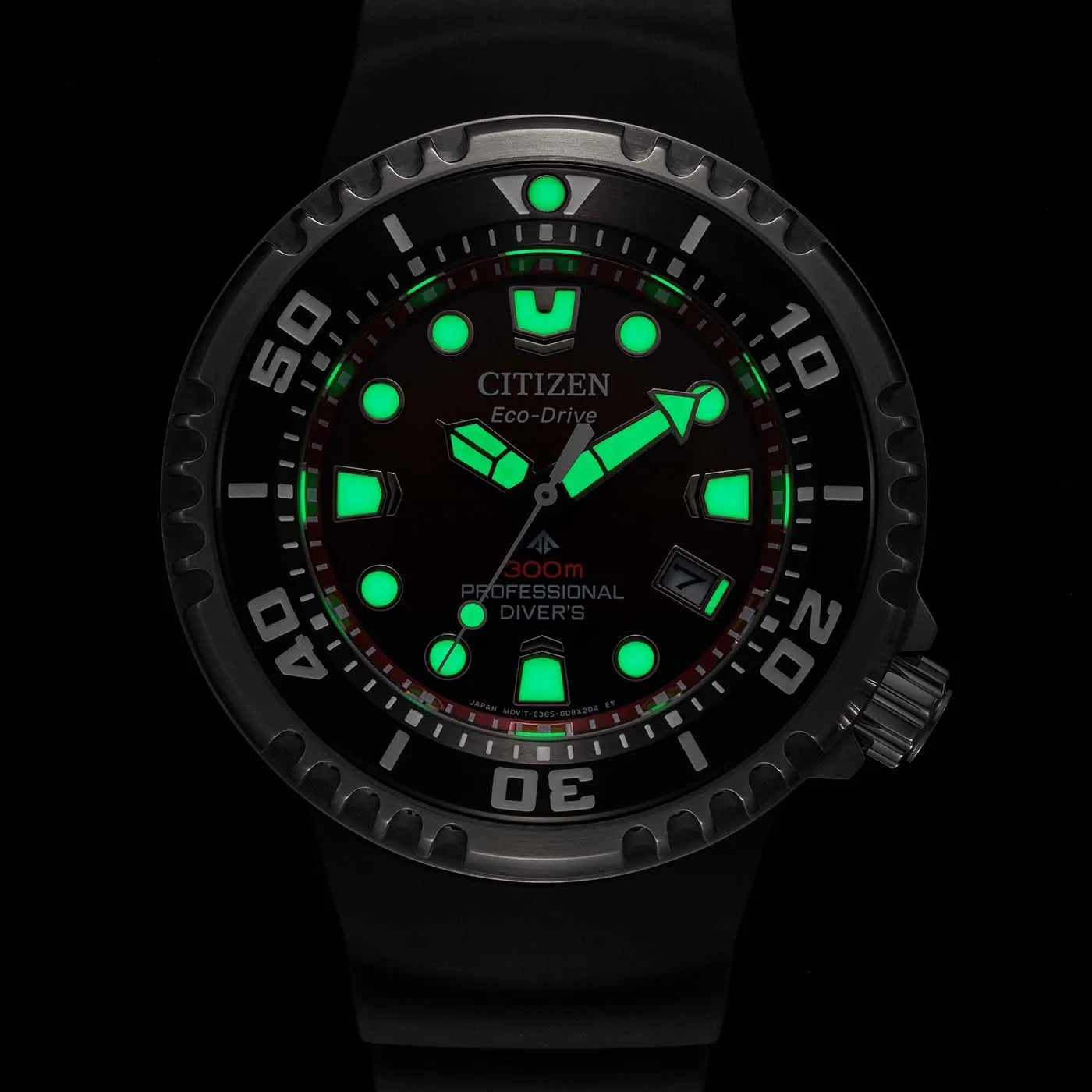 Citizen Promaster Marine Diver BN1024-01Z Eco-Drive 300M Saturation Diver Red Dial  Rubber Strap Men's Watch