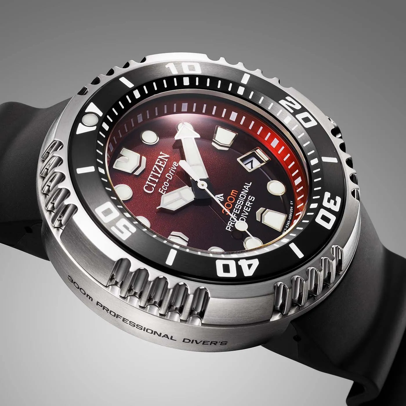 Citizen Promaster Marine Diver BN1024-01Z Eco-Drive 300M Saturation Diver Red Dial  Rubber Strap Men's Watch