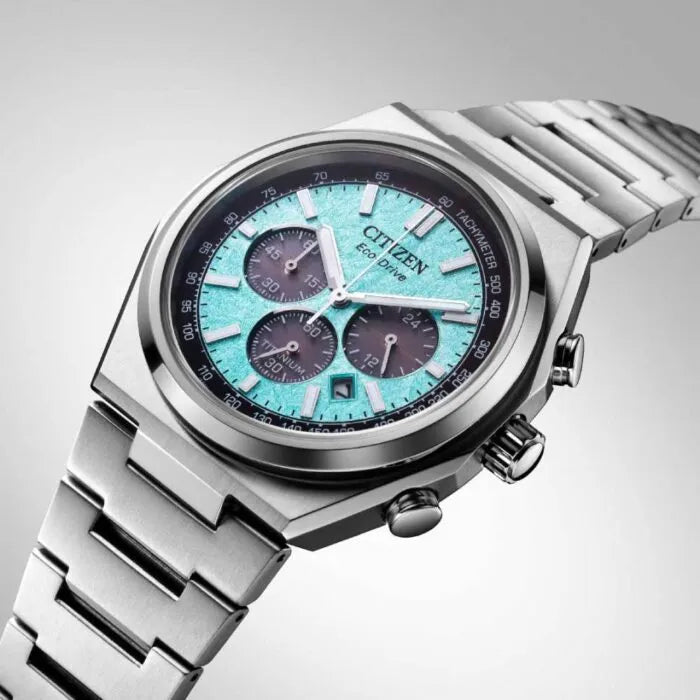 Citizen Zenshin Chronograph Eco-Drive CA4610-85M Blue Dial Titanium Men's Watch