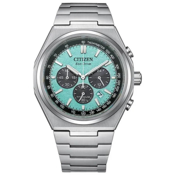 Citizen Zenshin Chronograph Eco-Drive CA4610-85M Blue Dial Titanium Men's Watch