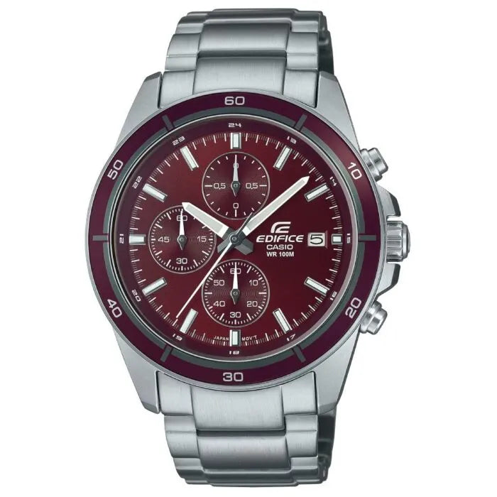 Casio Edifice Standard Chronograph EFR-526D-5CVUDF Red Dial Stainless Steel Men's Watch