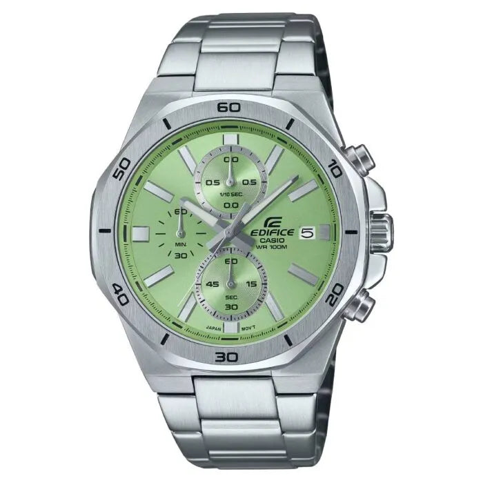 Casio Edifice Standard Chronograph EFV-640D-3AVUDF Green Dial 44.3mm Stainless Steel Men's Watch