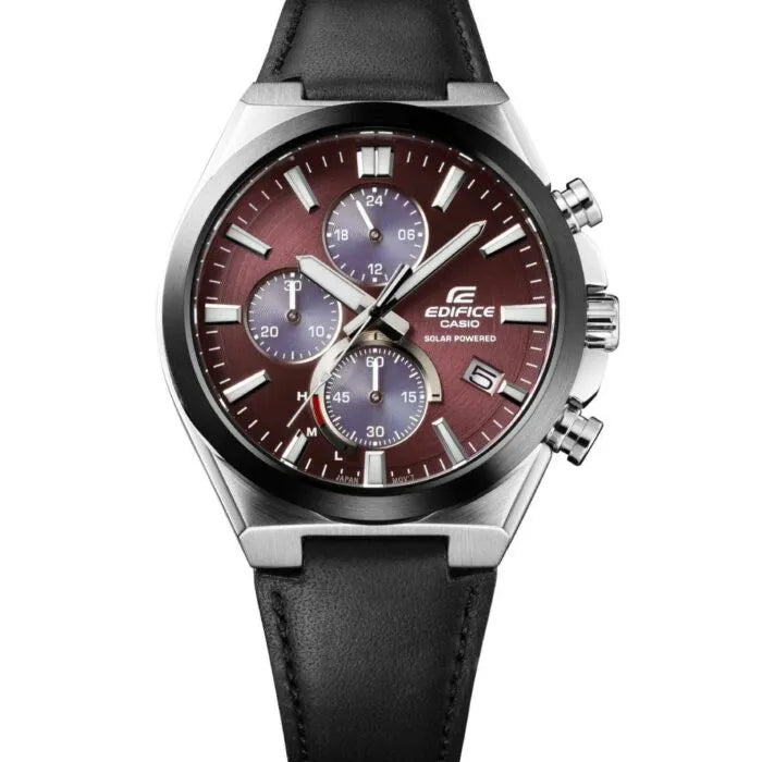 Edifice Solar-Powered Chronograph EQS-950BL-5AVUDF Brown Dial Stainless Steel Men's Watch