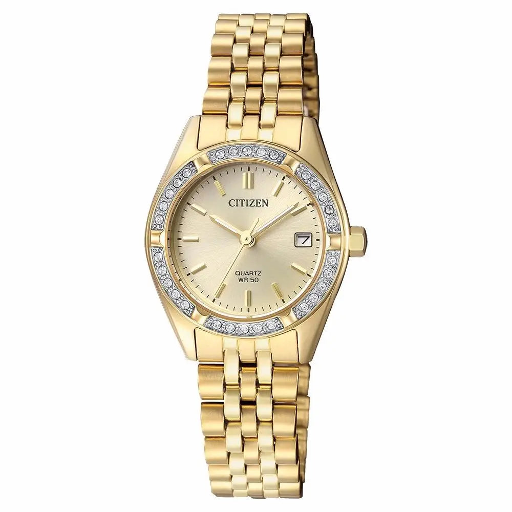 Citizen Quartz EU6062-50P Champagne Dial Gold-Tone Stainless Steel Women's Watch