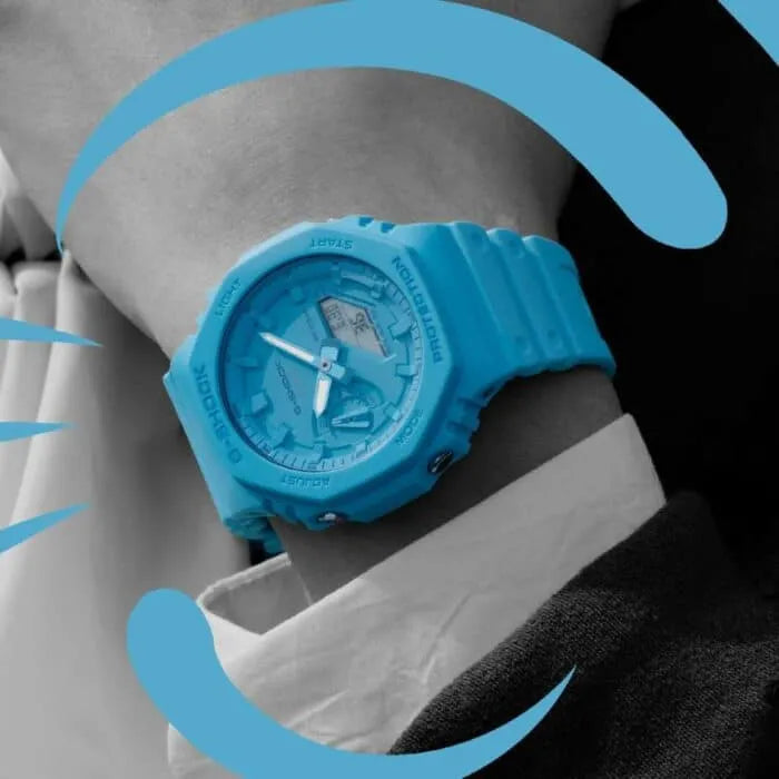 G-Shock Analog Digital GA-2100-2A2DR Blue Dial Carbon Men's Watch