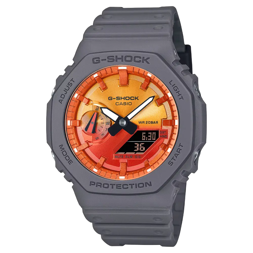 Casio G-Shock GA-2100FL-8ADR Orange Dial Resin Men's Watch
