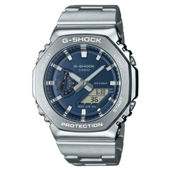 Casio G-Shock G-Steel GM-2110D-2BDR Blue Dial Stainless Steel Men's Watch
