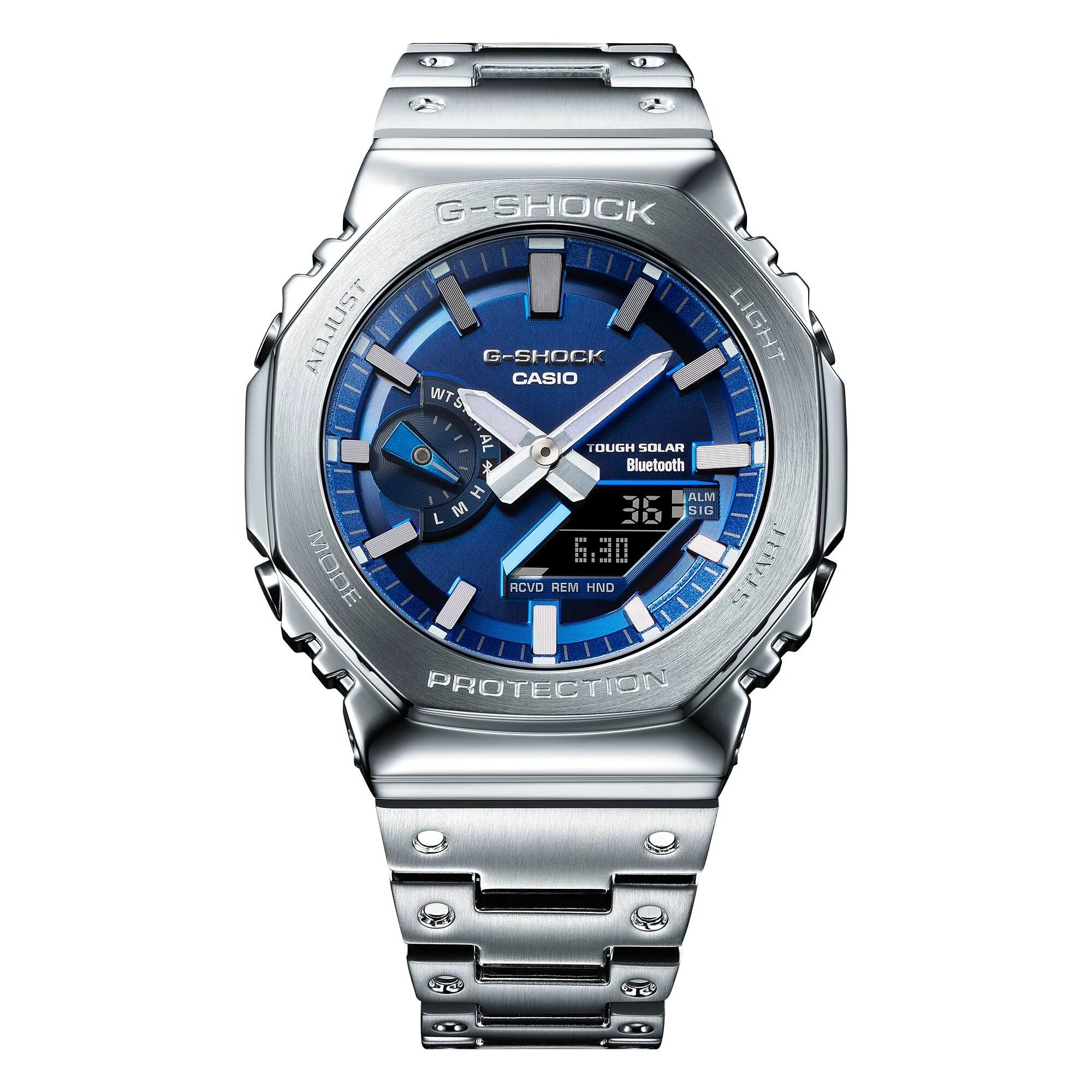 Casio G-Shock Full Metal Octagon Bluetooth Solar GM-B2100AD-2A Blue Dial  Stainless Steel Men's Watch