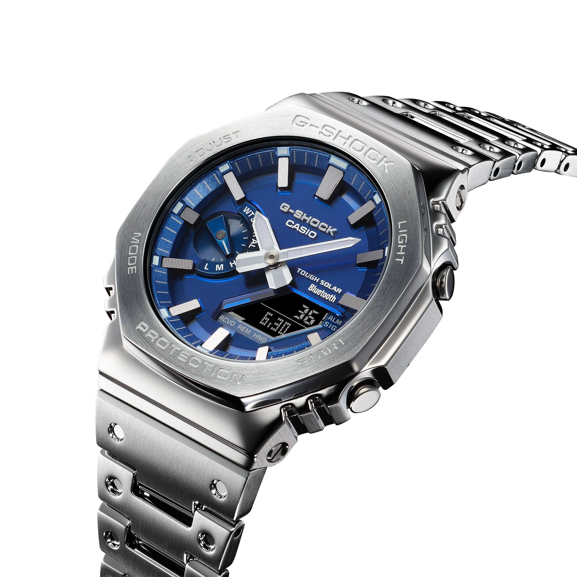 Casio G-Shock Full Metal Octagon Bluetooth Solar GM-B2100AD-2A Blue Dial  Stainless Steel Men's Watch