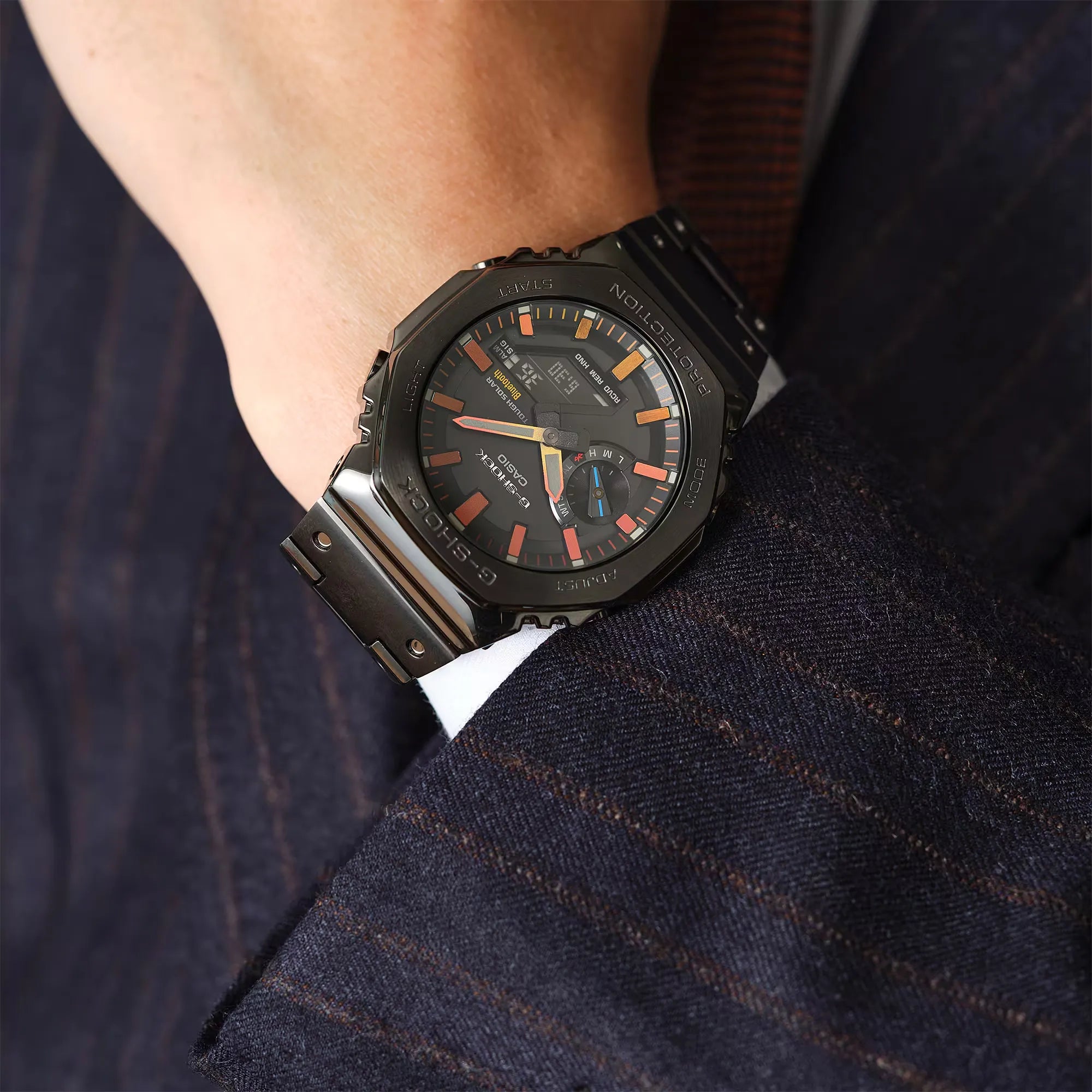 Casio G-Shock Analog-Digital GM-B2100BPC-1ADR CasiOak Bluetooth & Gradation Dial Black Stainless Steel Men's Watch