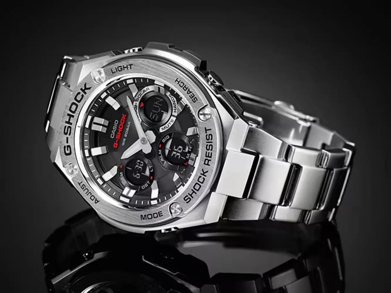 G-Shock G-Steel GST-S110D-1ADR Black Dial Stainless Steel Men's Watch