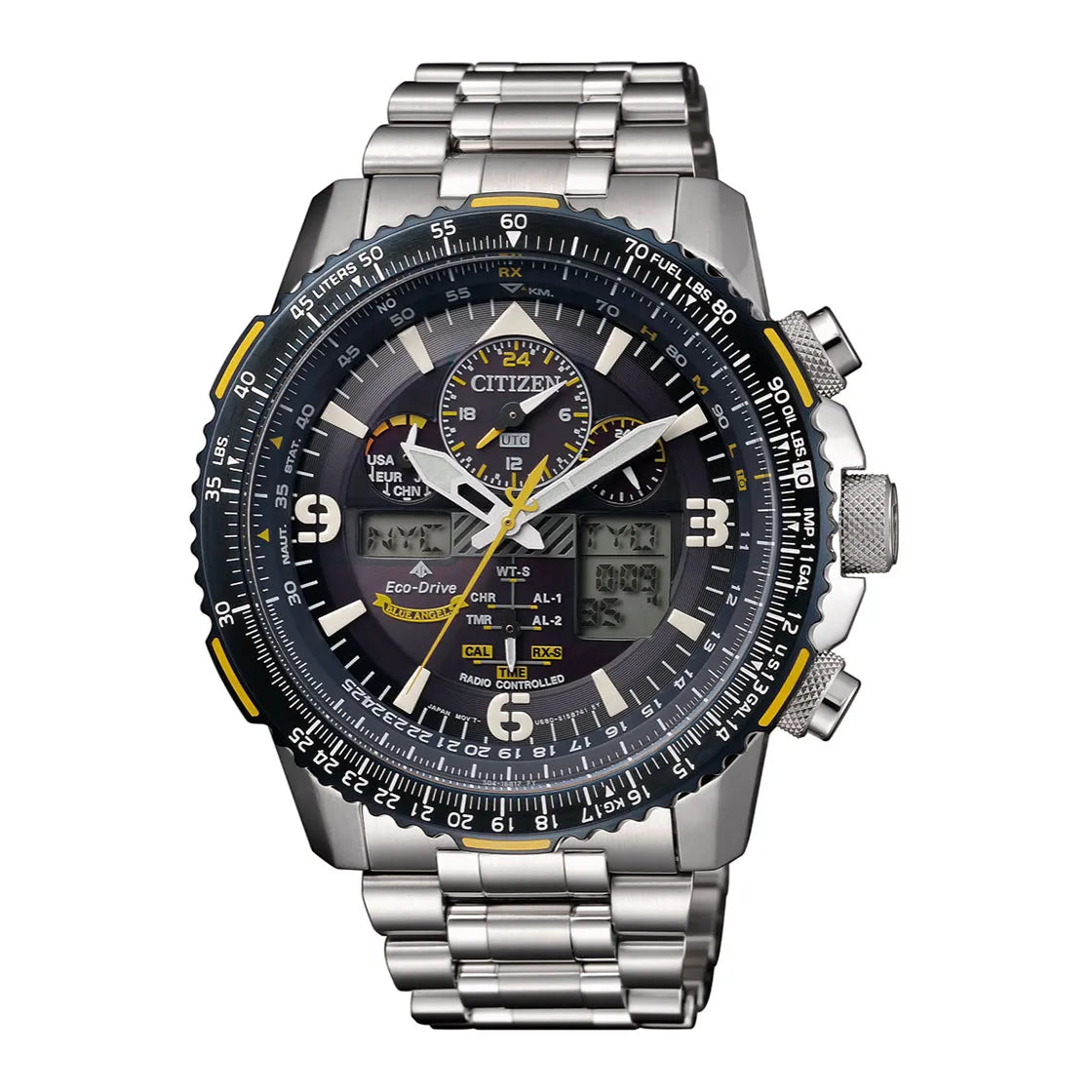 Citizen Promaster Blue Angels JY8078-52L Skyhawk AT Eco-Drive Atomic Timekeeping Blue Dial Stainless Steel Men's Watch