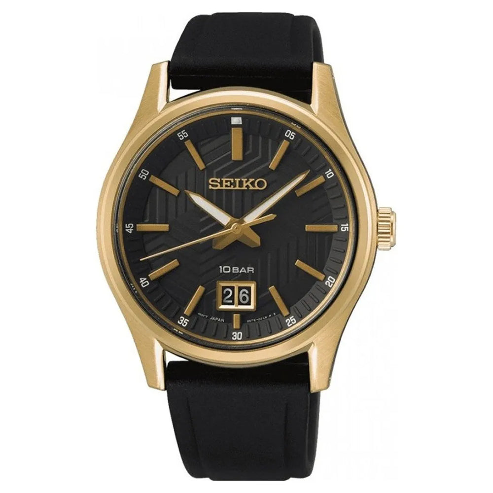 Seiko SUR560P1 Quartz Black Dial 39.5mm Silicone Strap Men's Watch
