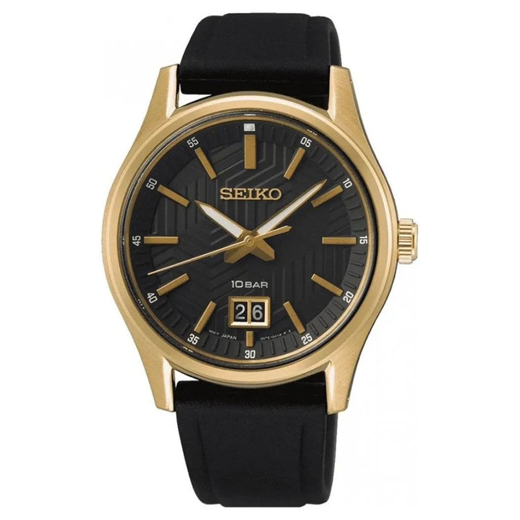 Seiko SUR560P1 Quartz Black Dial Silicone Strap Men's Watch