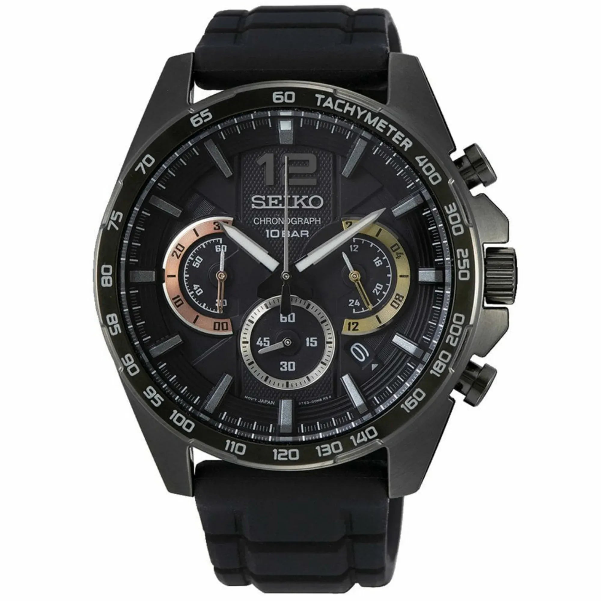 Seiko SSB349P1 Conceptual Chronograph Quartz Black Dial Rubber Strap Men's Watch