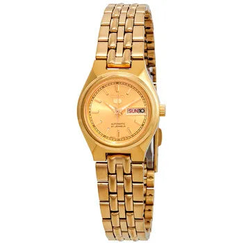 Seiko 5 SYMH58J1 21 Jewels Automatic Gold Dial Stainless Steel Ladies Watch
