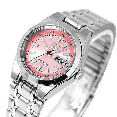 Seiko 5 SYMH27J1 21 Jewels Automatic Pink Dial Stainless Steel Ladies Watch