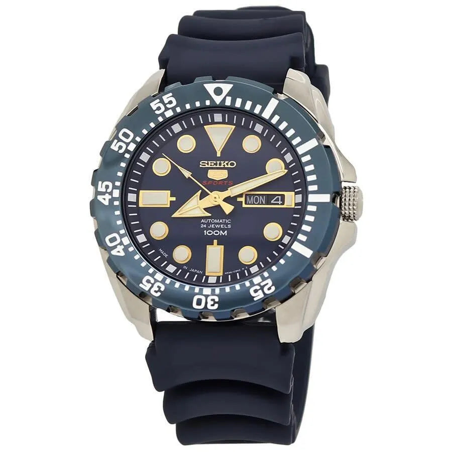 Seiko 5 SRP605J2 Automatic Navy Monster Blue Dial Resin Strap Men's Watch