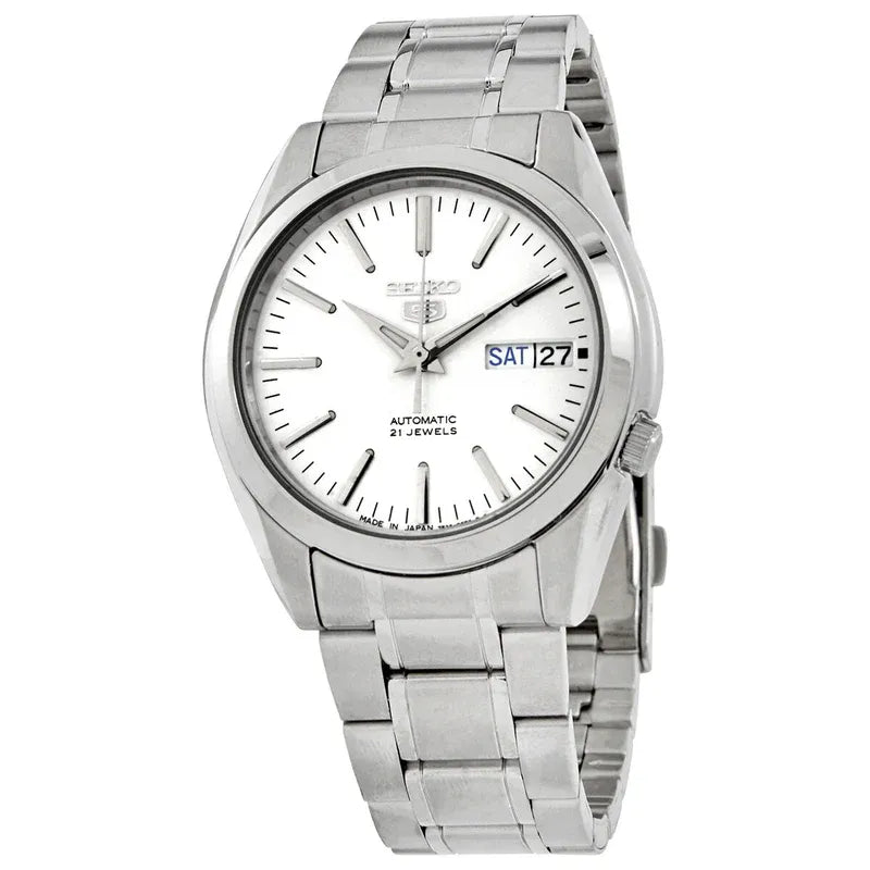 Seiko 5 SNKL41J1 21 Jewels Japan Made Automatic White Dial Stainless Steel Men's Watch