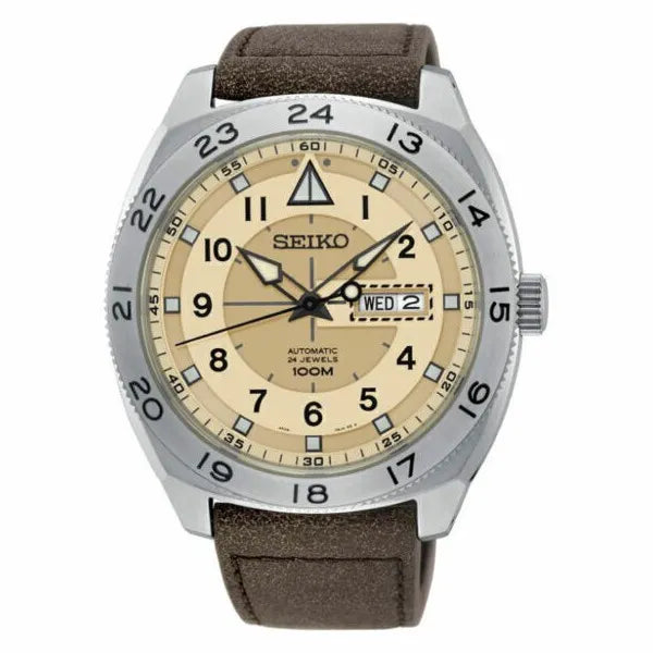 Seiko Criteria SNDH43P1 Chronograph Beige Dial Leather Strap Men's Watch