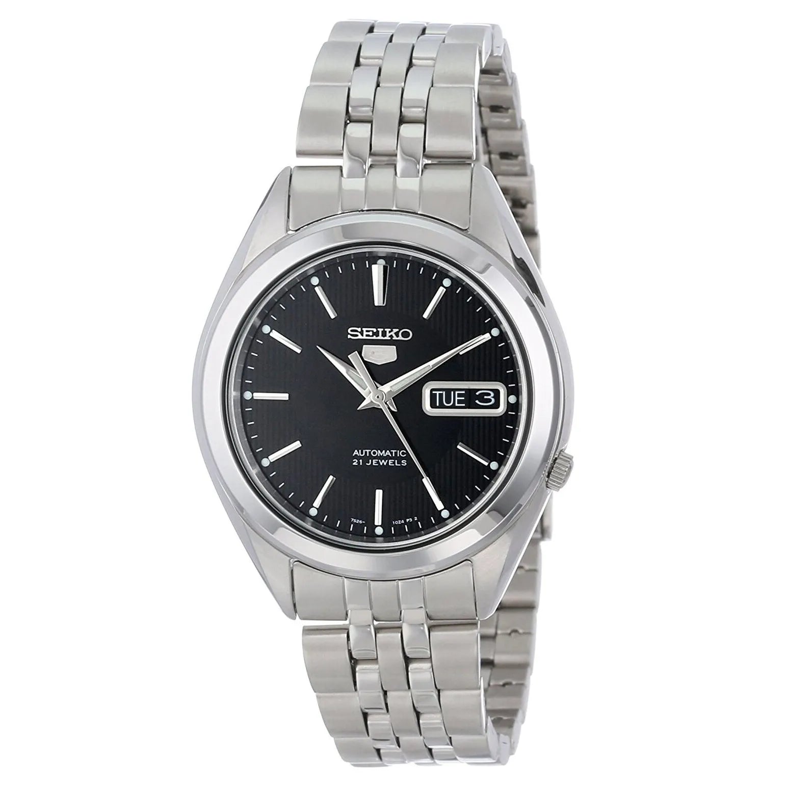 Seiko 5 SNKL23K1 21 Jewels Automatic Black Dial Stainless Steel Men's Watch