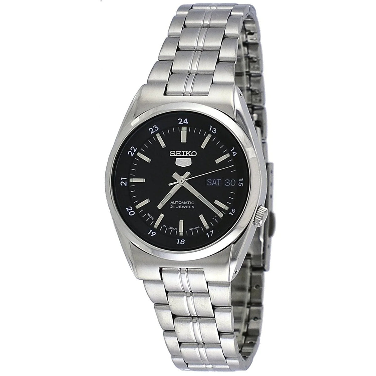 Seiko SNK567J1 21 Jewels Black Dial 36mm Stainless Steel Men's Watch