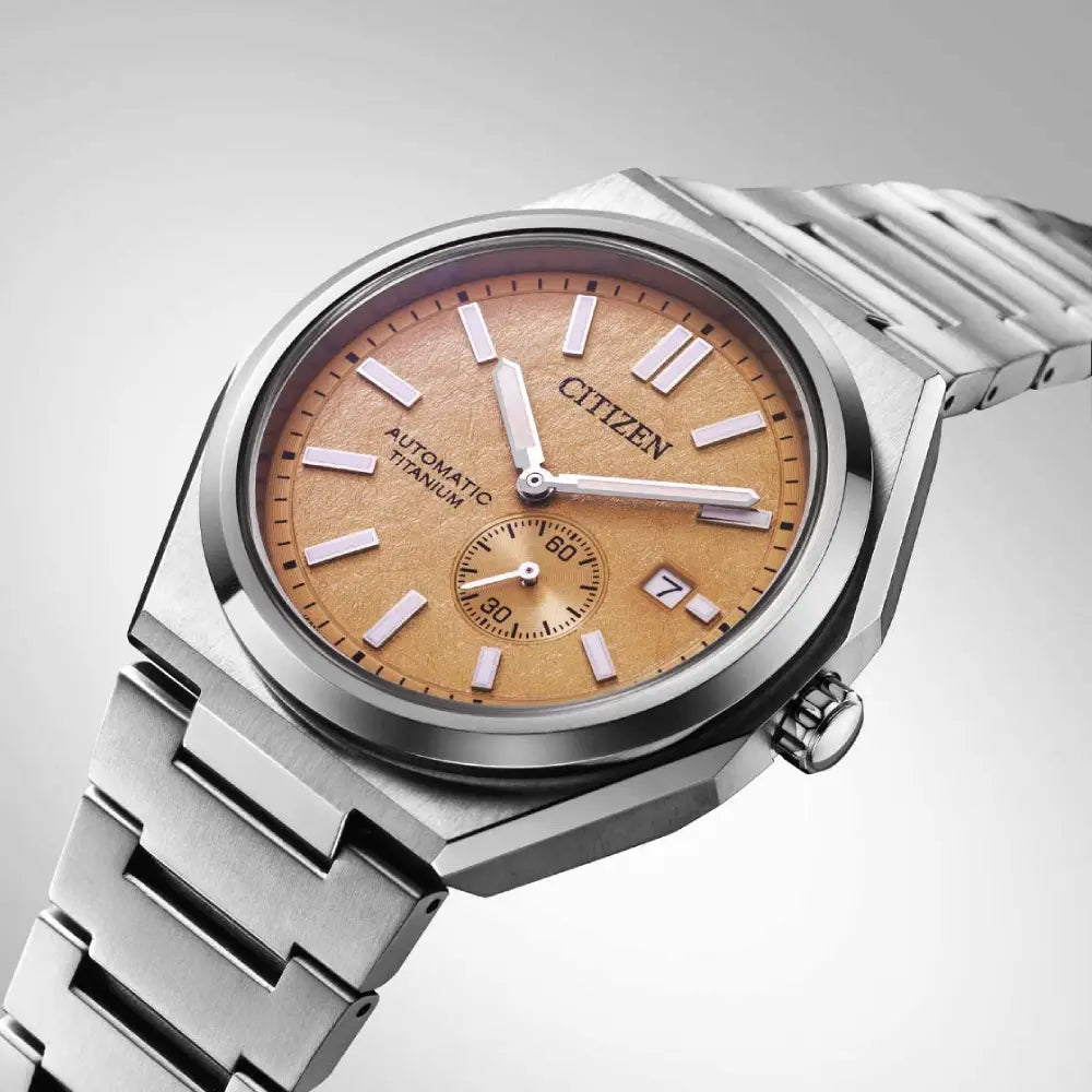 Citizen NJ0180-80Z automatic salmon dial titanium watch – MonaWatch Citizen NJ0180-80Z automatic salmon dial titanium watch – MonaWatch