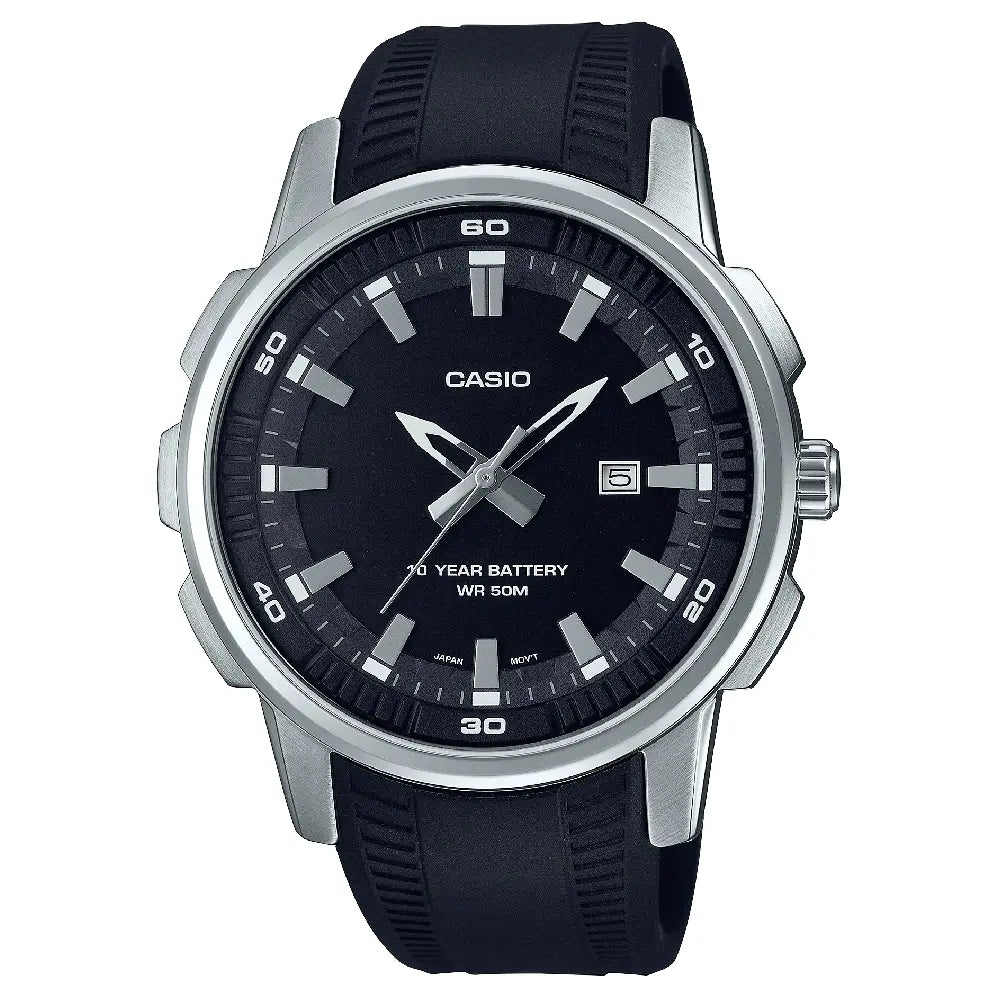Casio Enticer MTP-E195-1AVDF Date Analog Black Dial Leather Strap Men's Watch