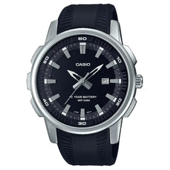 Casio Enticer MTP-E195-1AVDF Date Analog Black Dial Rubber Strap Men's Watch