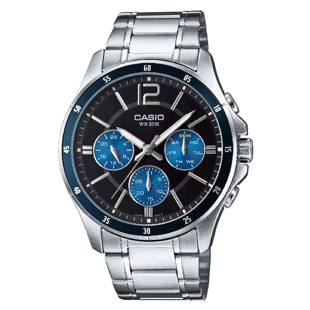 Casio Collection Analog MTP-1374D-2AVDF Black Dial Stainless Steel Men's Watch