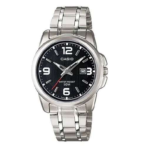 Casio Enticer Ladies Analog LTP-1314D-1AVDF Black Dial Stainless Steel Women's Watch