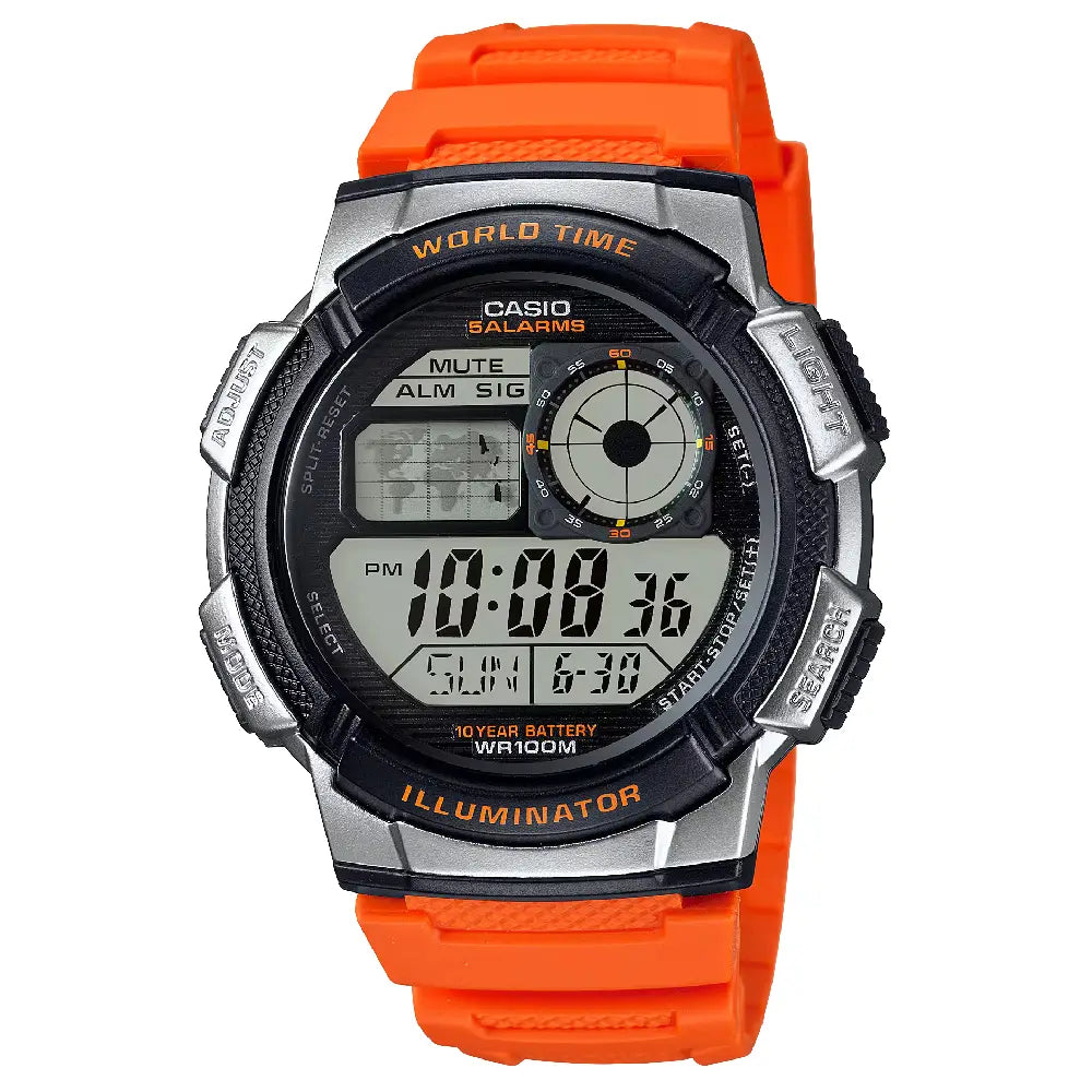 Casio World Time Digital AE-1000W-4BVDF Black Dial Resin Strap Men's Watch